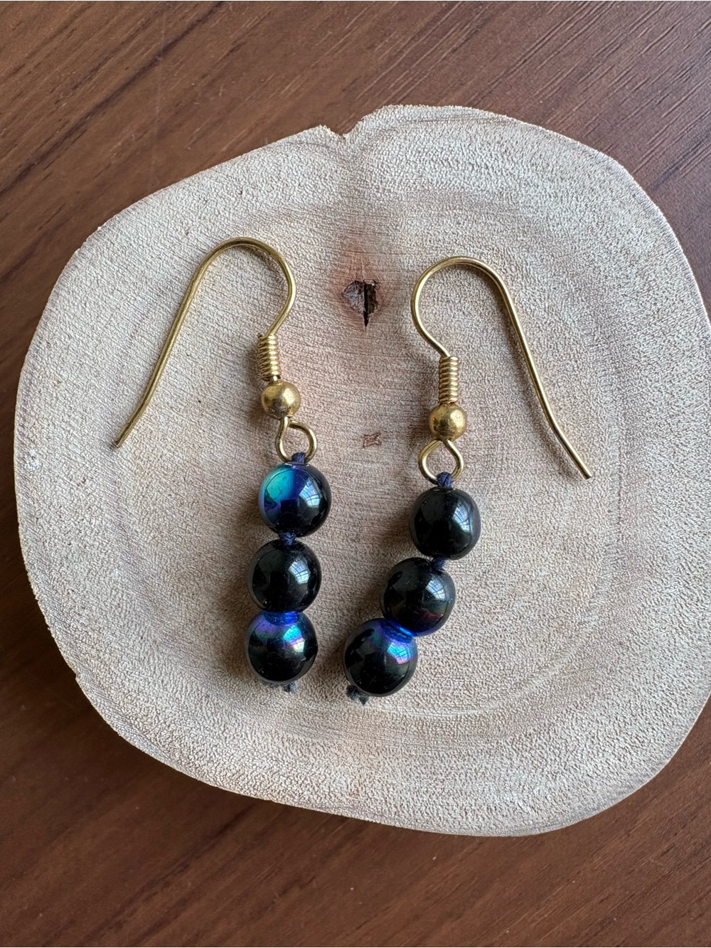 Handcrafted Iridescent Bead Drop Earrings